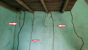 Đường mối đất xuất hiện trên tường nhà tại Trực Ninh