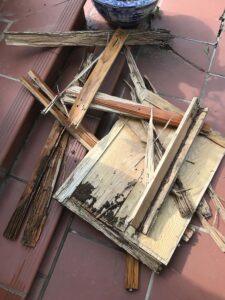 Gỗ bị mối ăn rỗng bên trong tại nhà ở Thái Bình